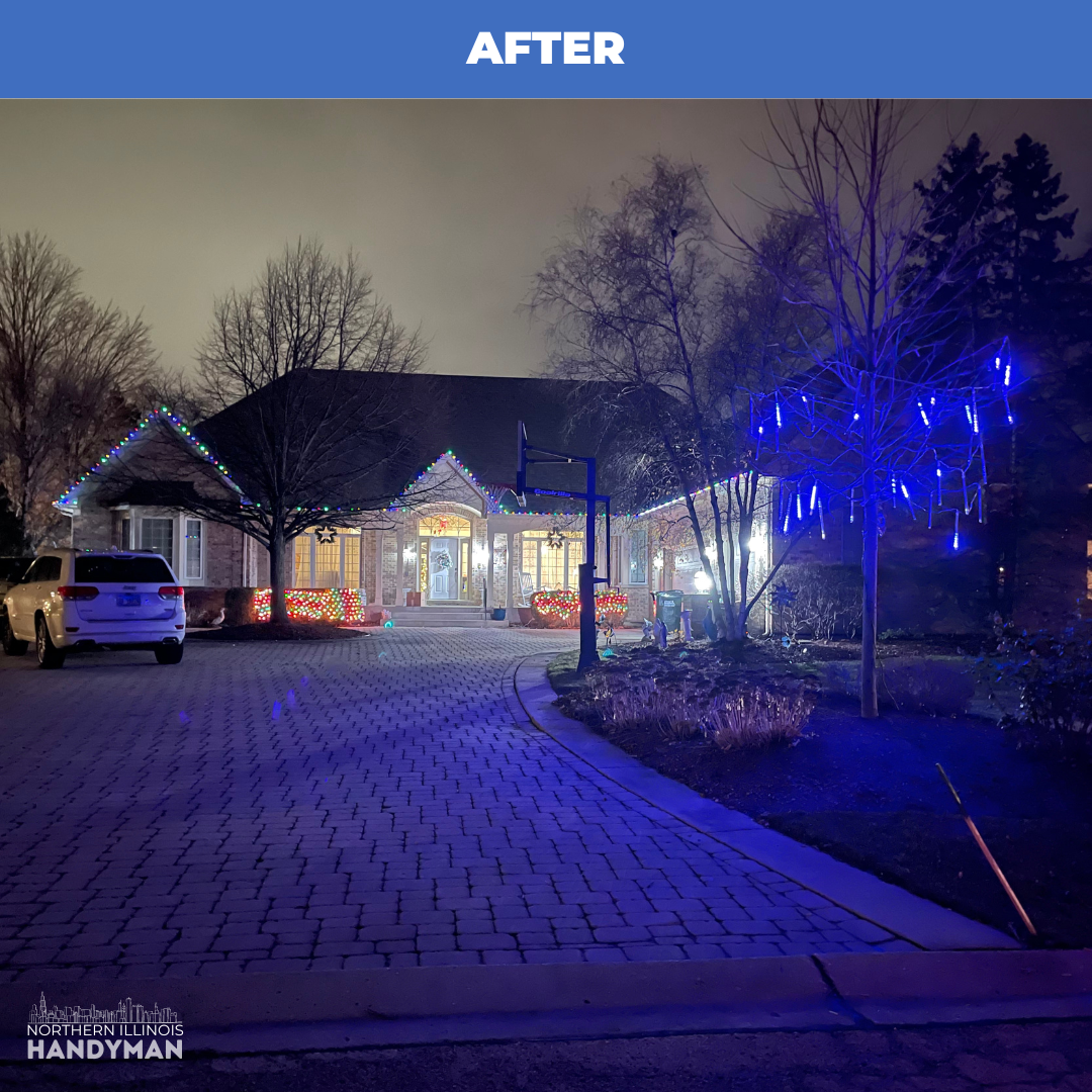 Professional Christmas light installation on home exterior