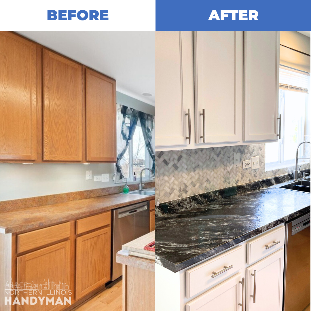 Kitchen remodel with new cabinets in Northern Illinois