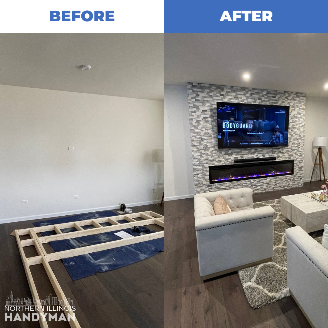 Custom built fireplace surround and mantel