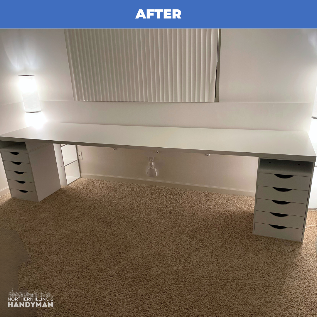 Custom built couples desk with dual workstations