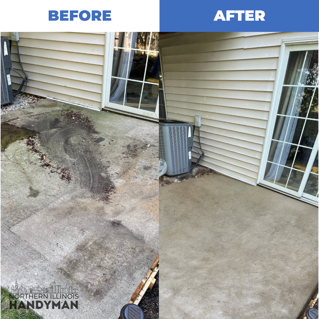 Pressure washed stone patio