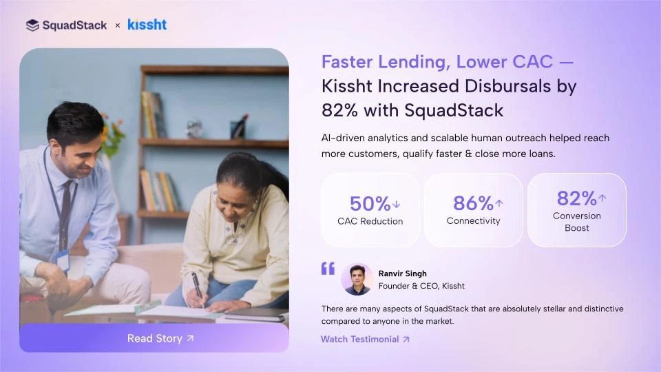 Kissht achieving 82% higher conversions, 86% connectivity, and 50% lower CAC vi AI voice Agent 