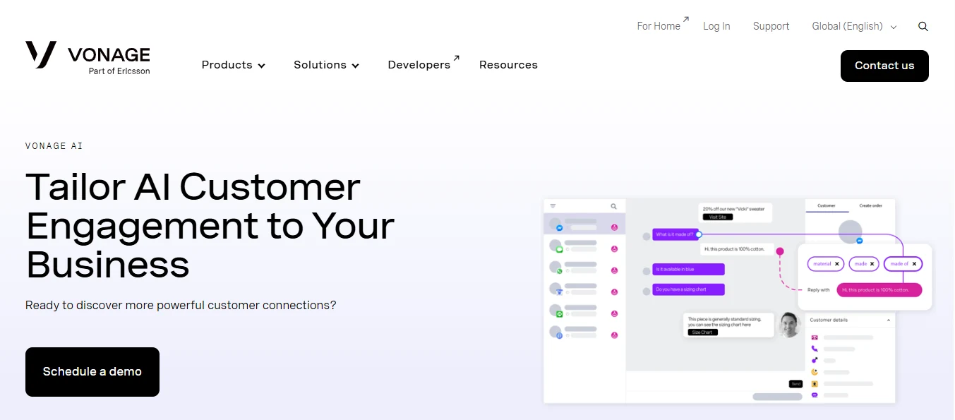 Vonage AI Voice- AI Platforms for Phone Calling