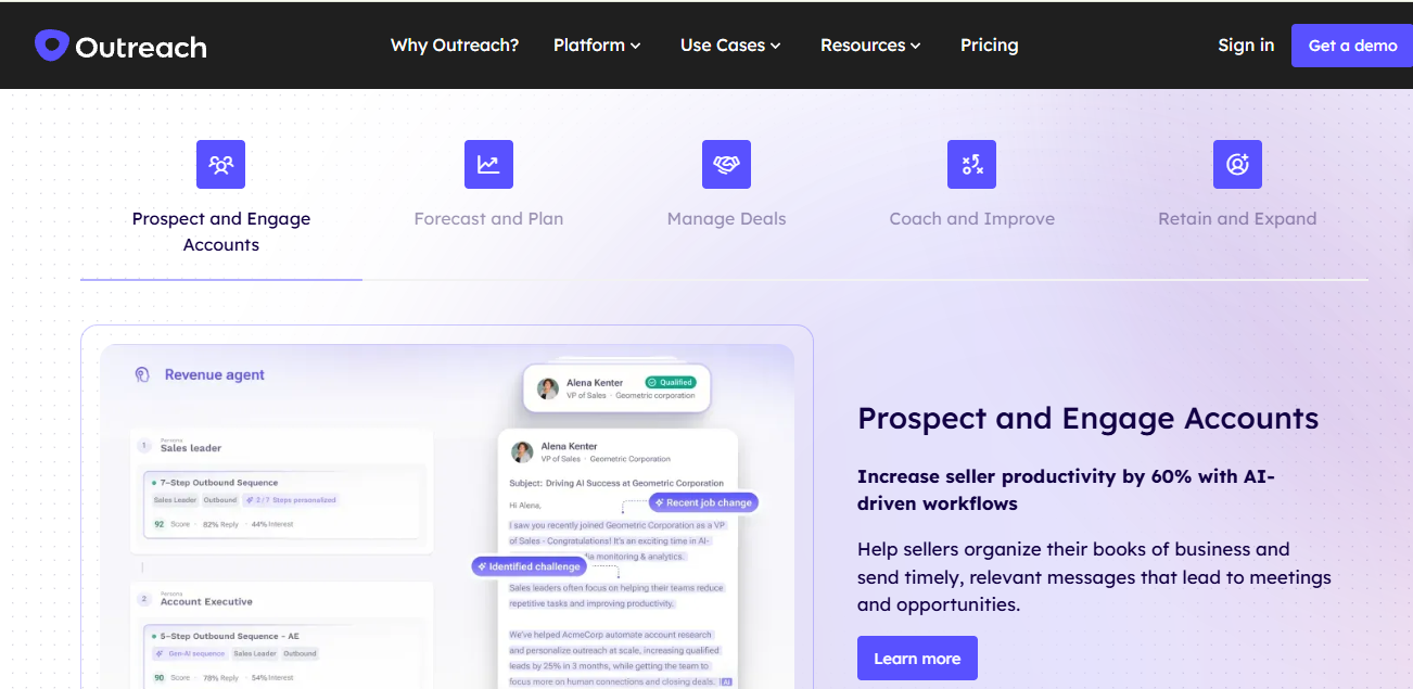 2. Outreach.io — Best for Enterprise Email and Sequence Automation – Best AI SDR Tools to Boost Sales Outreach in 2026