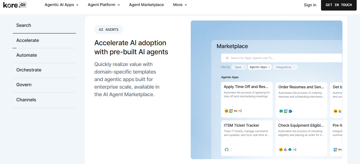 8. Kore.ai – 15 Best AI Call Sales Tools 2026 to Boost Revenue