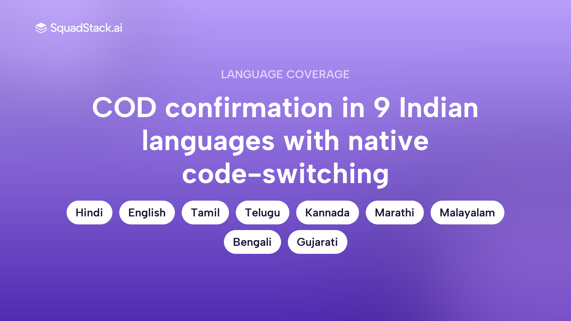 SquadStack AI voice agent languages for Indian e-commerce COD calls