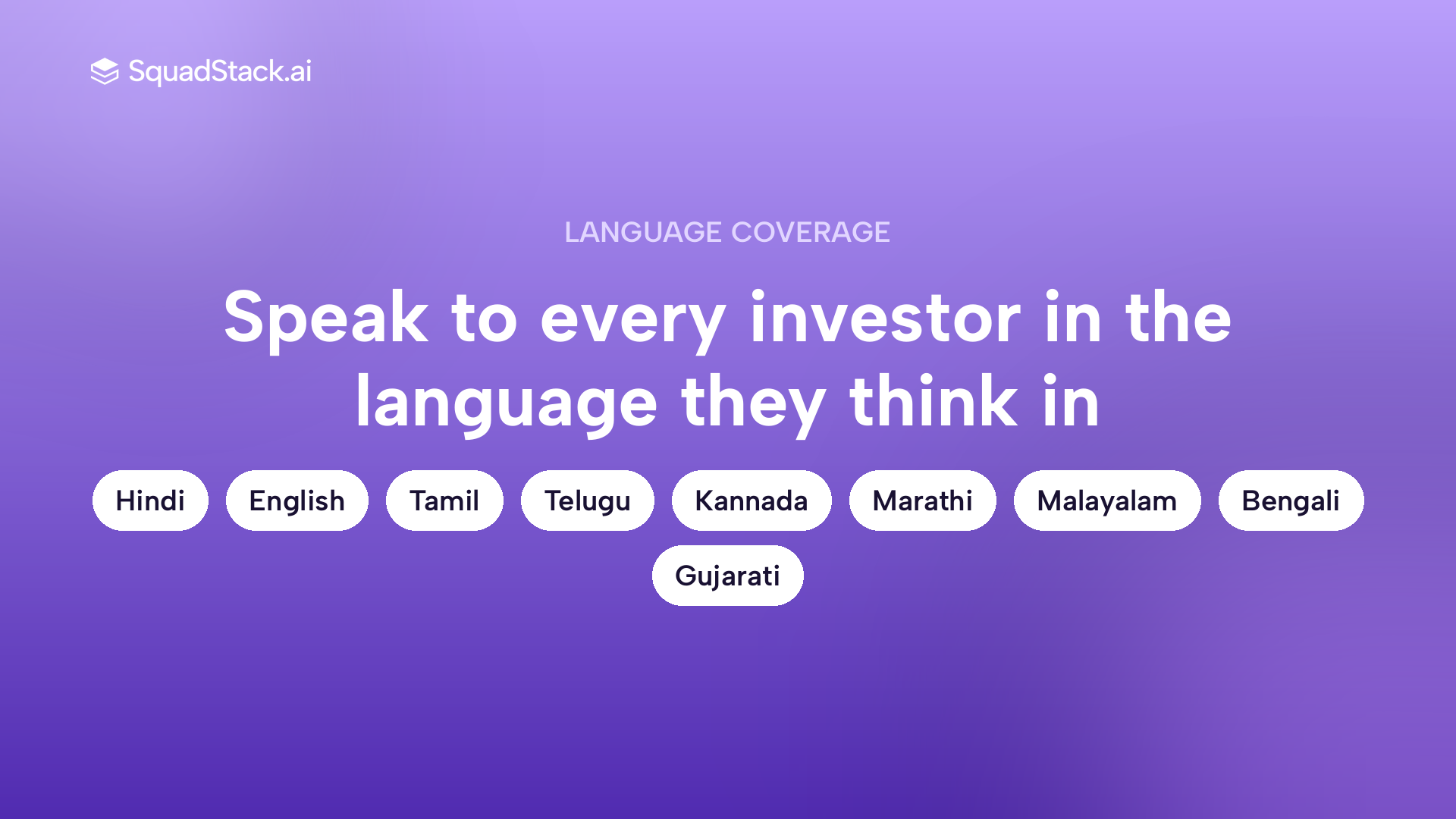 SquadStack AI voice agent supported Indian languages for SIP investor outreach