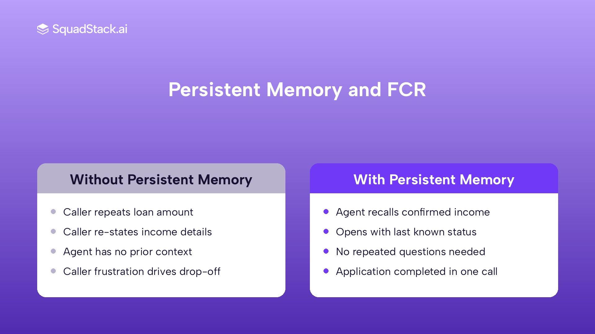 AI voice agent persistent memory removing repeat caller effort across multiple calls