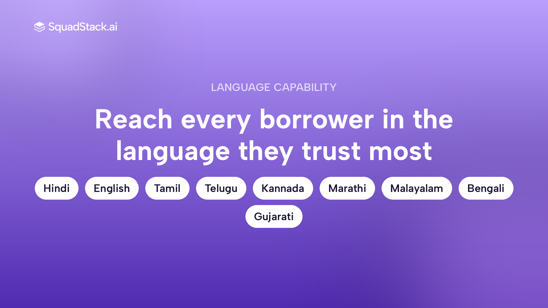 SquadStack AI voice agent supports 9 live Indian languages with native code-switching for BFSI outbound calls
