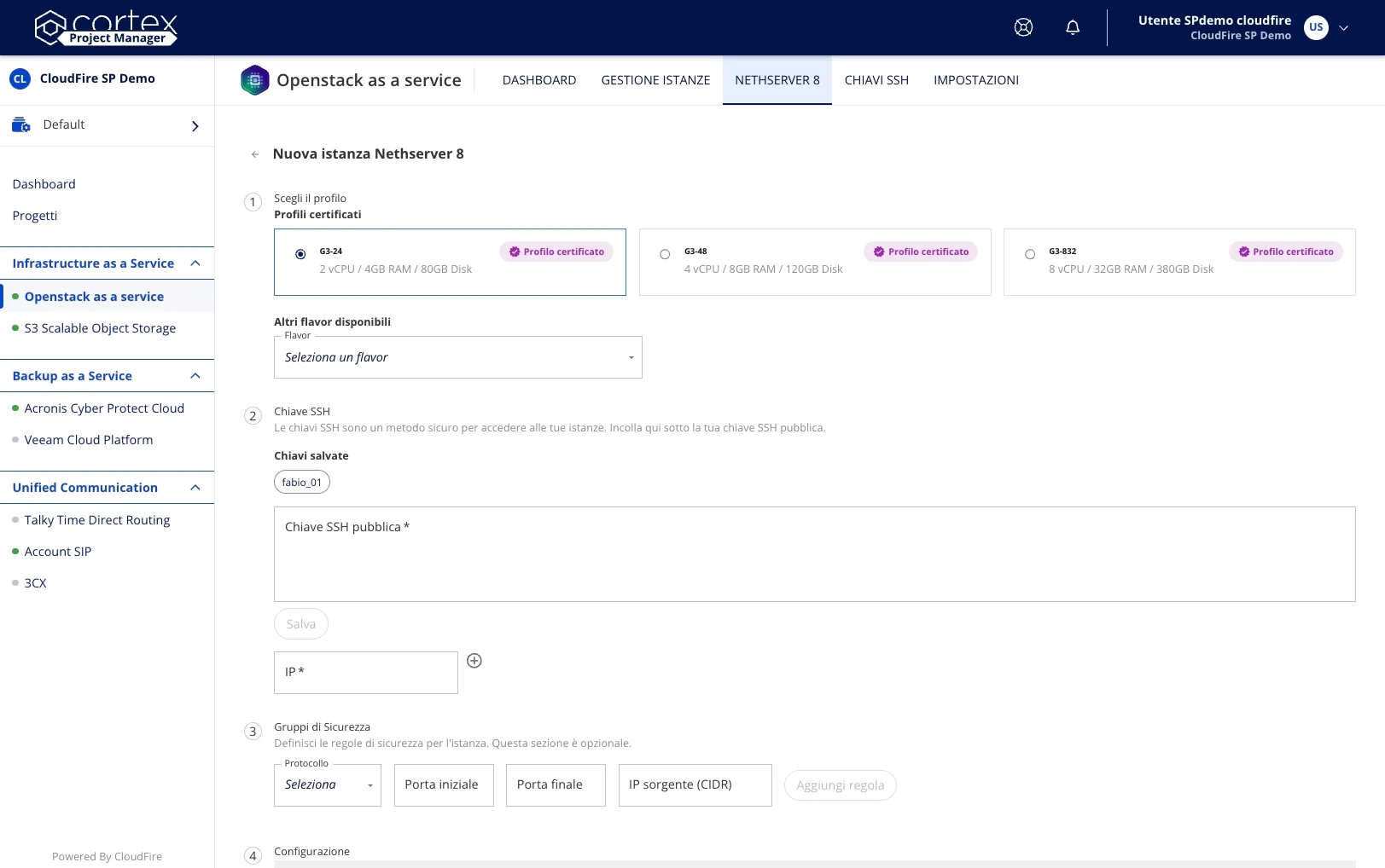 NethServer8 su Openstack as a Service