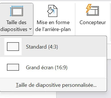 Taille personnalisée des diapositives dans PowerPoint