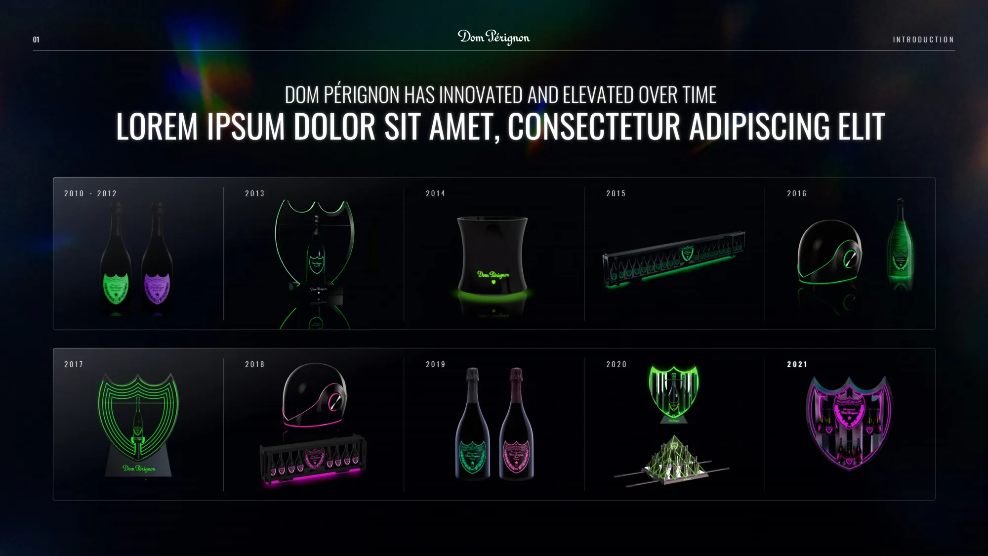 Présentation corporate réalisée pour Dom Pérignon par Slidor