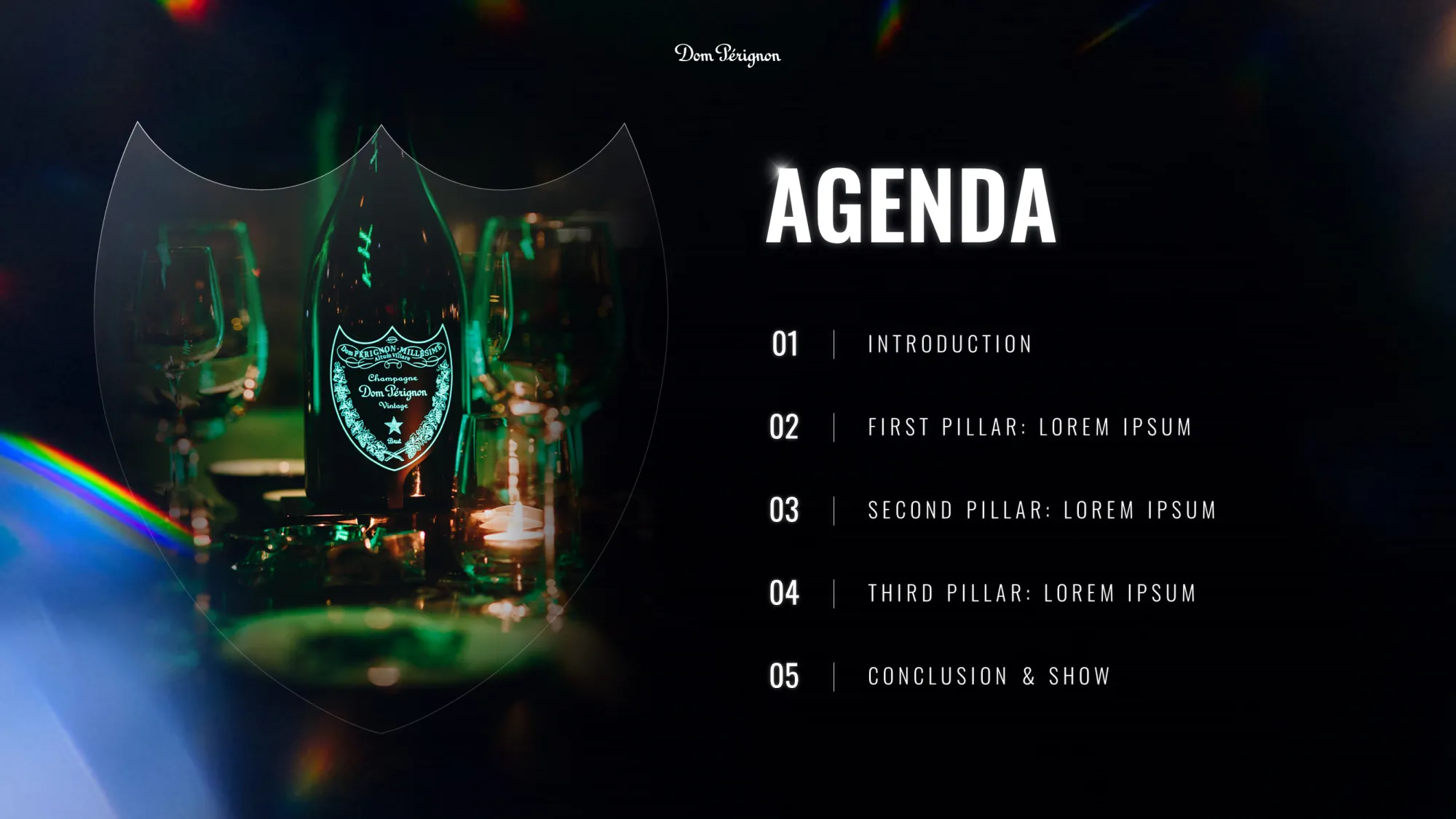 Présentation corporate réalisée pour Dom Pérignon par Slidor