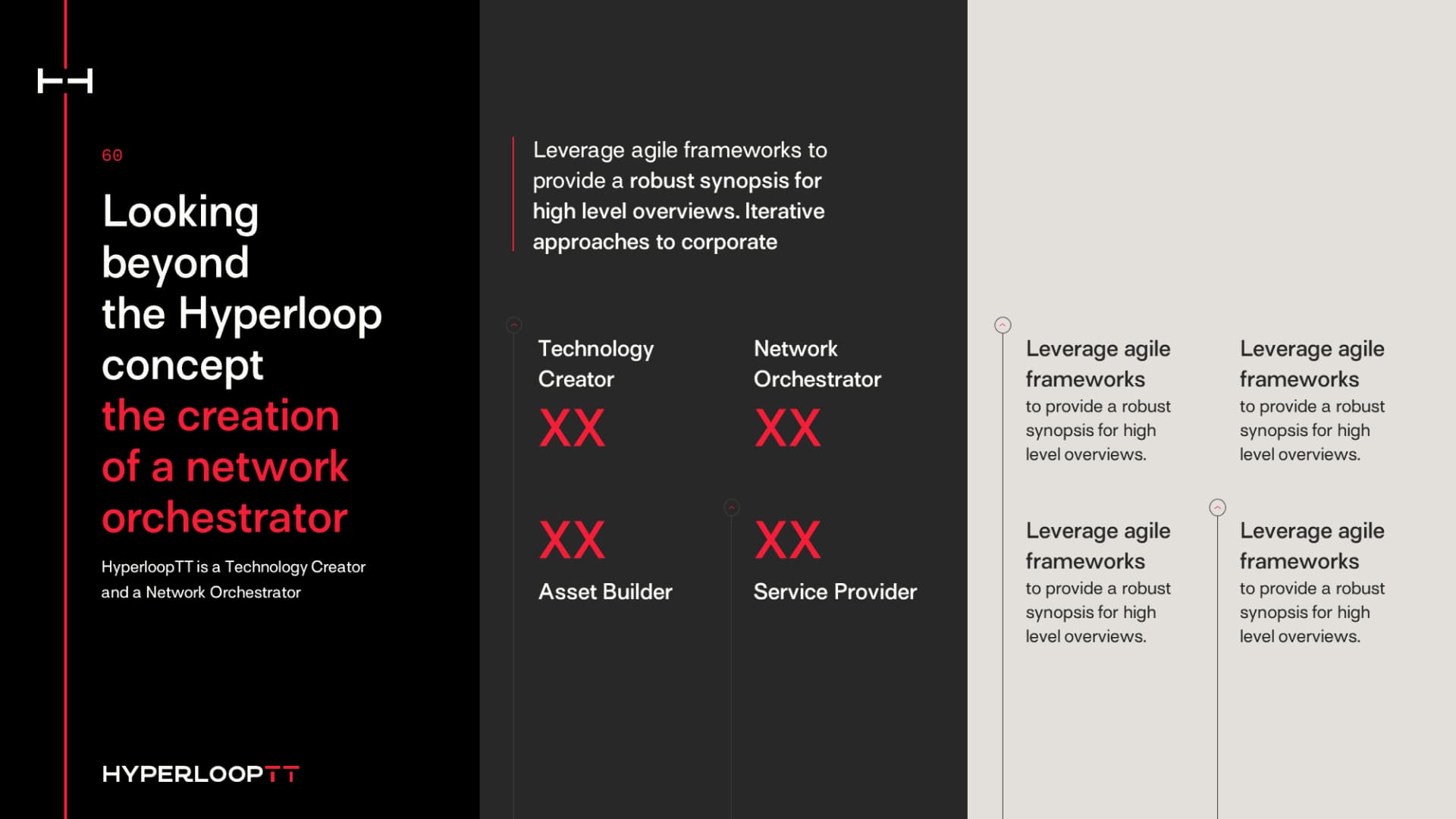 Présentation corporate réalisée pour Hyperloop Transportation Technologies par Slidor
