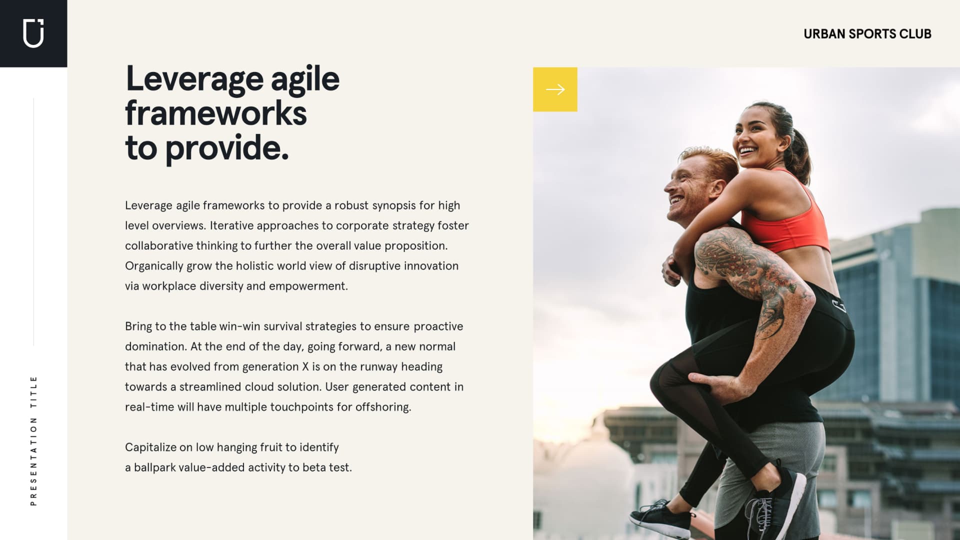 Template PowerPoint réalisé pour Urban Sports Club par Slidor