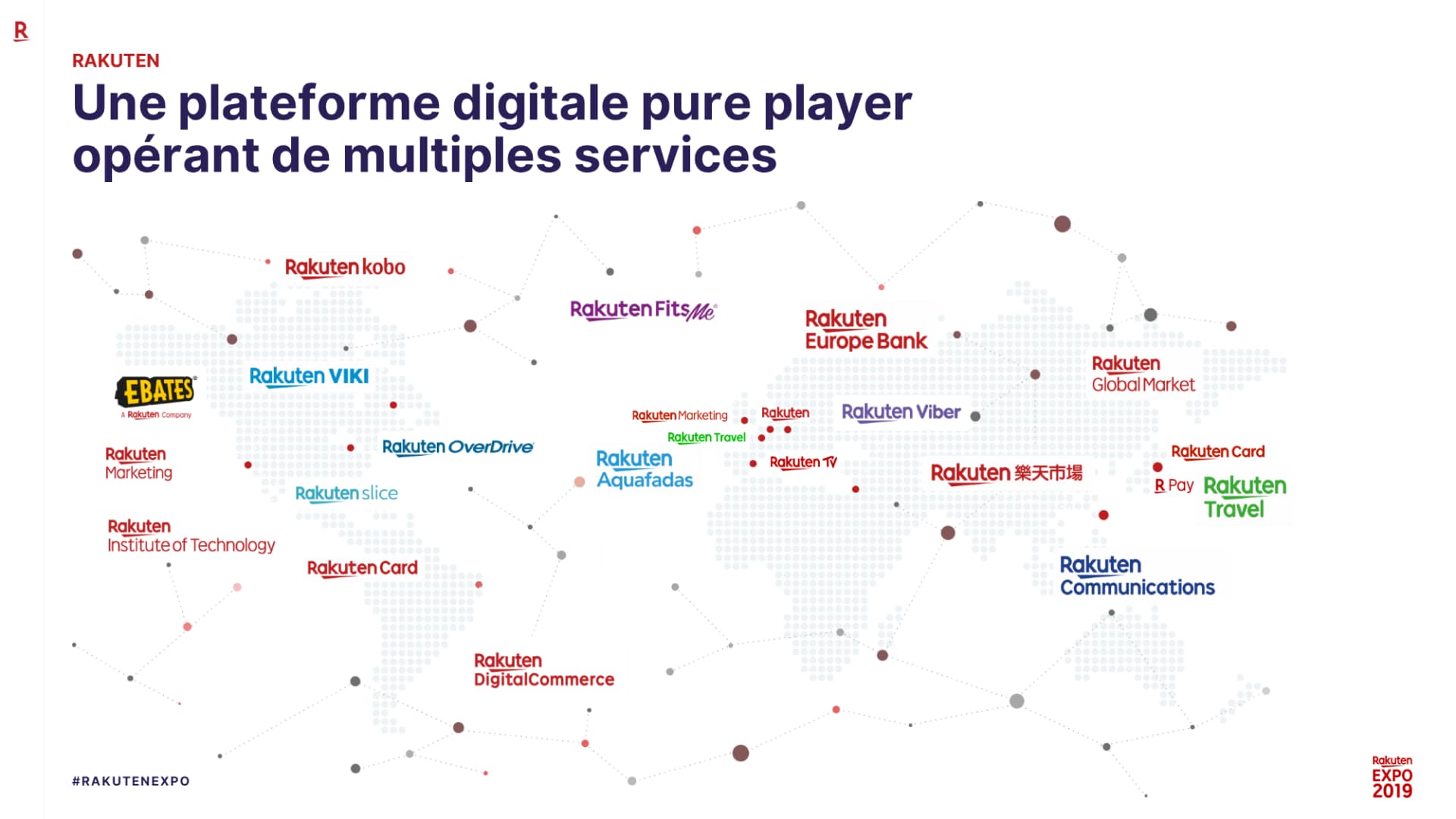 Présentation évènementielle réalisée pour Rakuten par Slidor