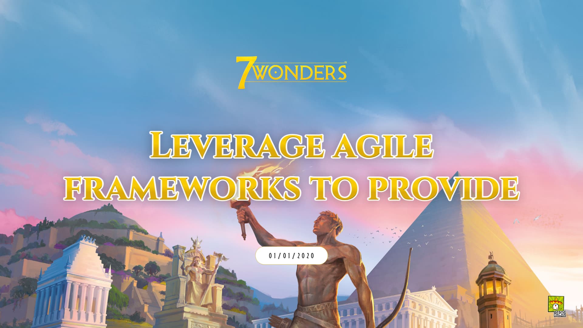 Template PowerPoint réalisé pour Asmodee 7 Wonders par Slidor