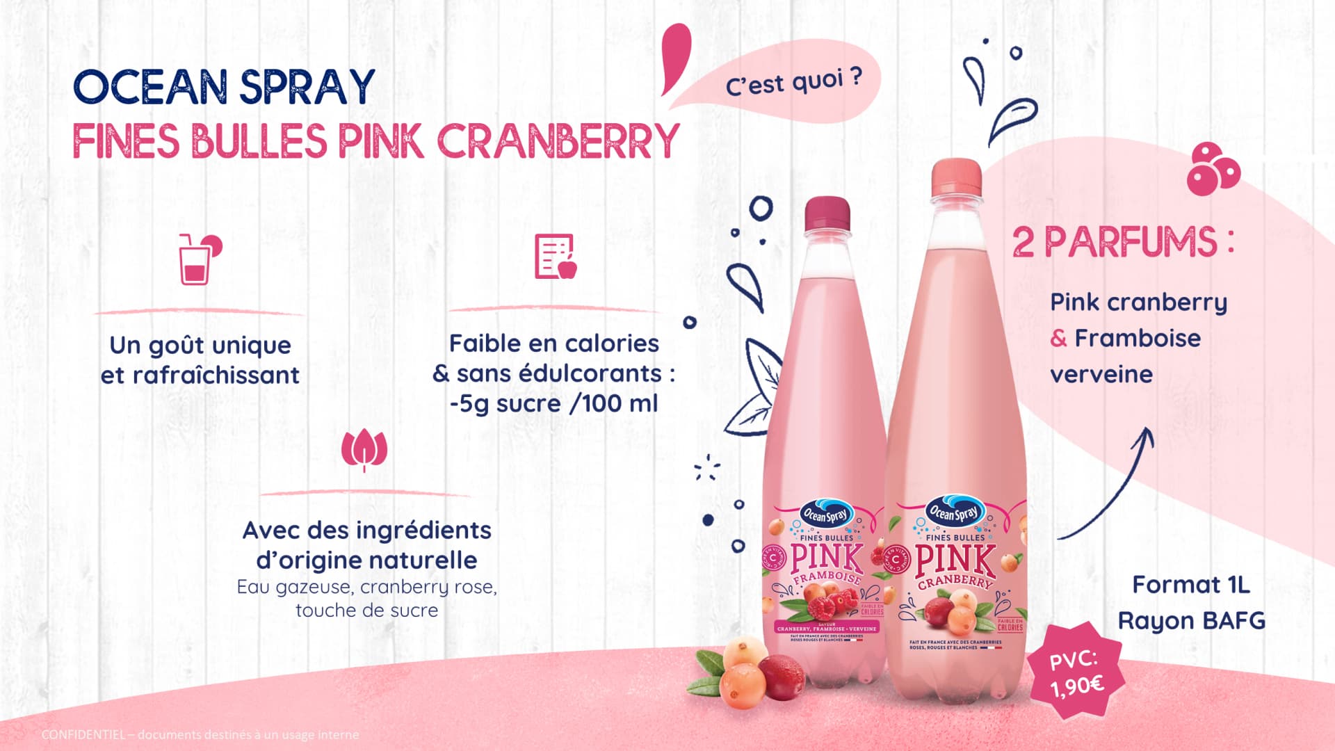 Présentation évènementielle réalisée pour le plan des marques Ocean Spray par Slidor