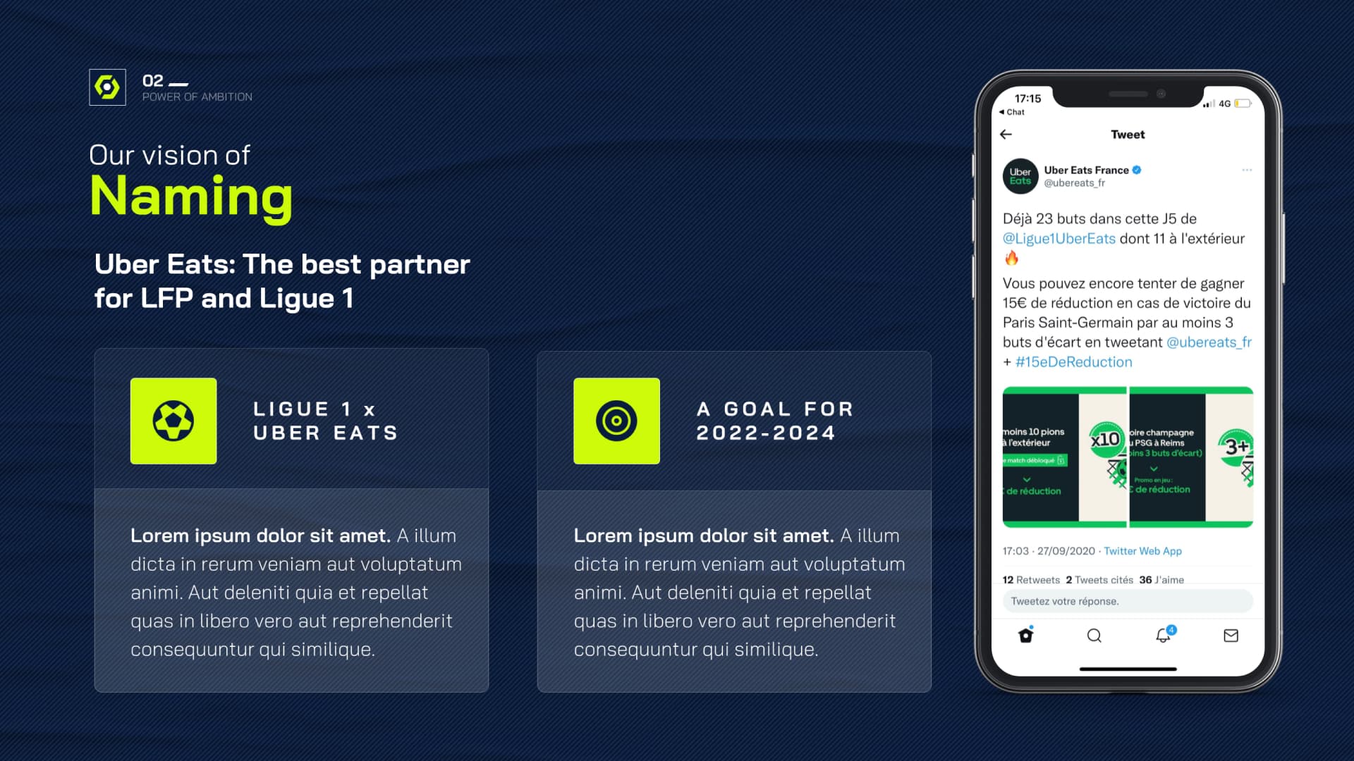 Présentation commerciale réalisée pour la ligue de football professionnel par Slidor