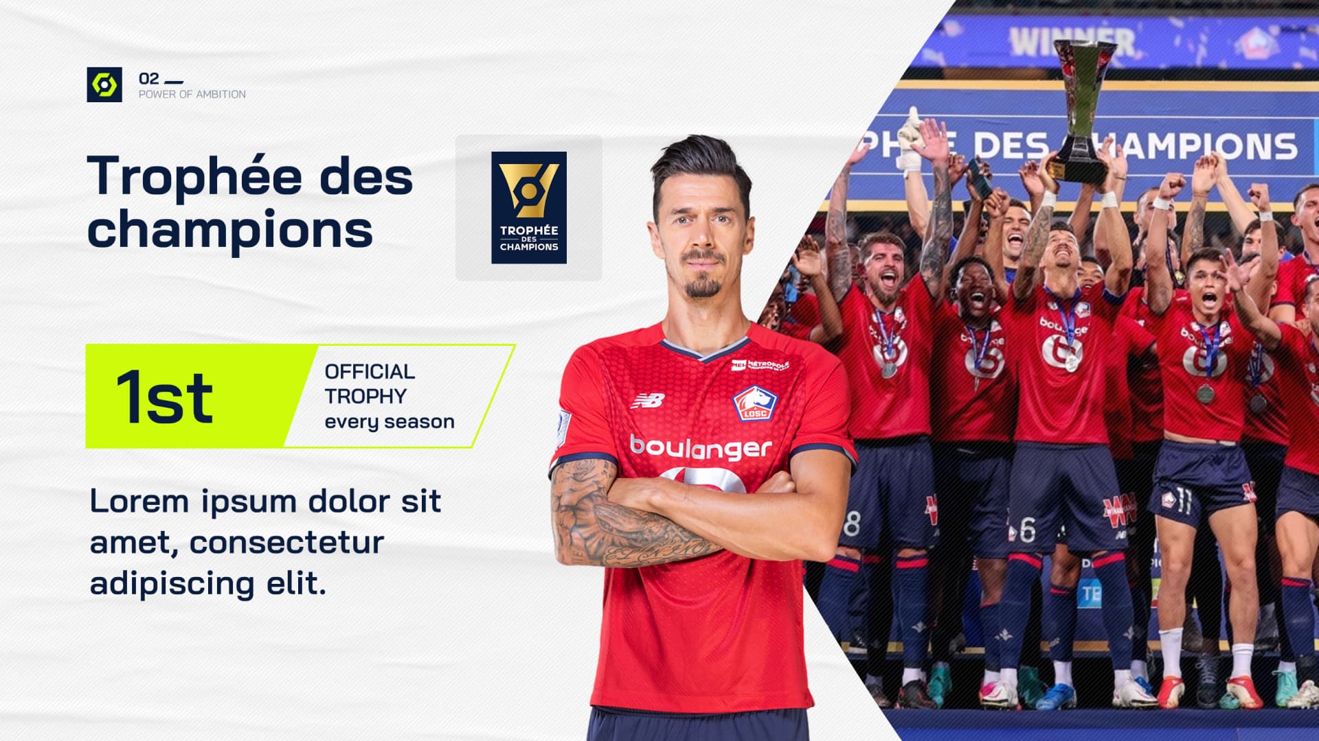 Présentation commerciale réalisée pour la ligue de football professionnel par Slidor