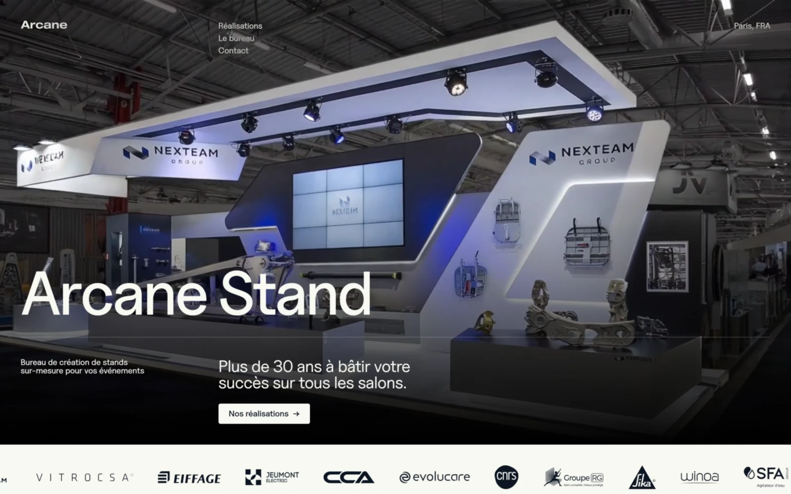 Site Webflow réalisé pour Arcane Stand par Slidor