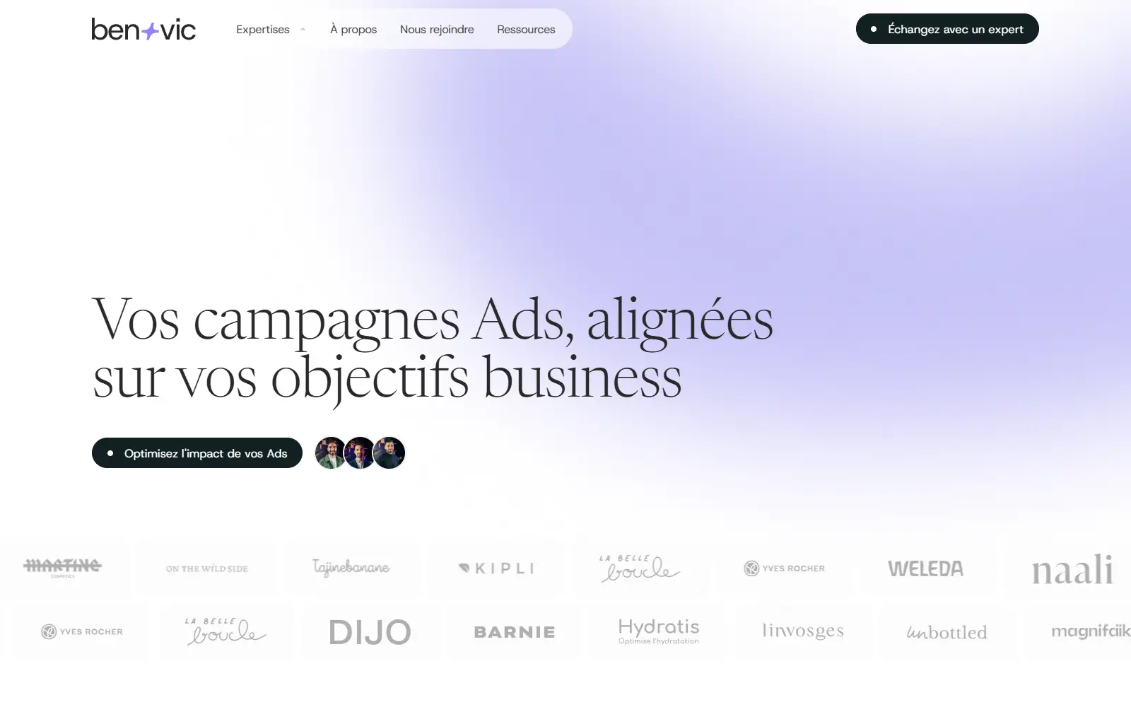Site Webflow réalisé pour Ben&Vic par Slidor