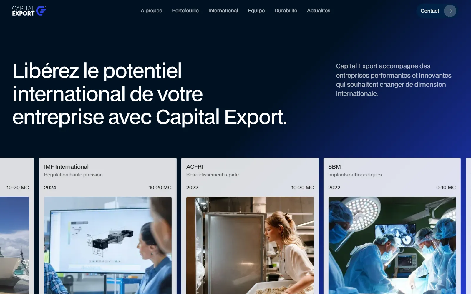 Site Webflow réalisé pour CapitalExport par Slidor