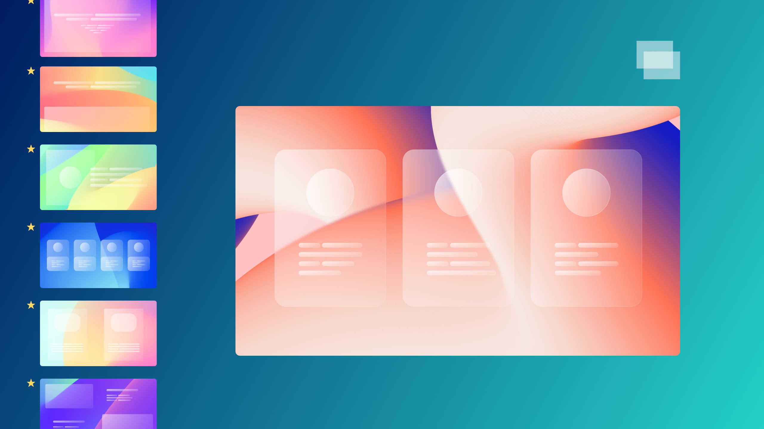 Bibliothèque de modèles de diapositives aux dégradés colorés dans PowerPoint