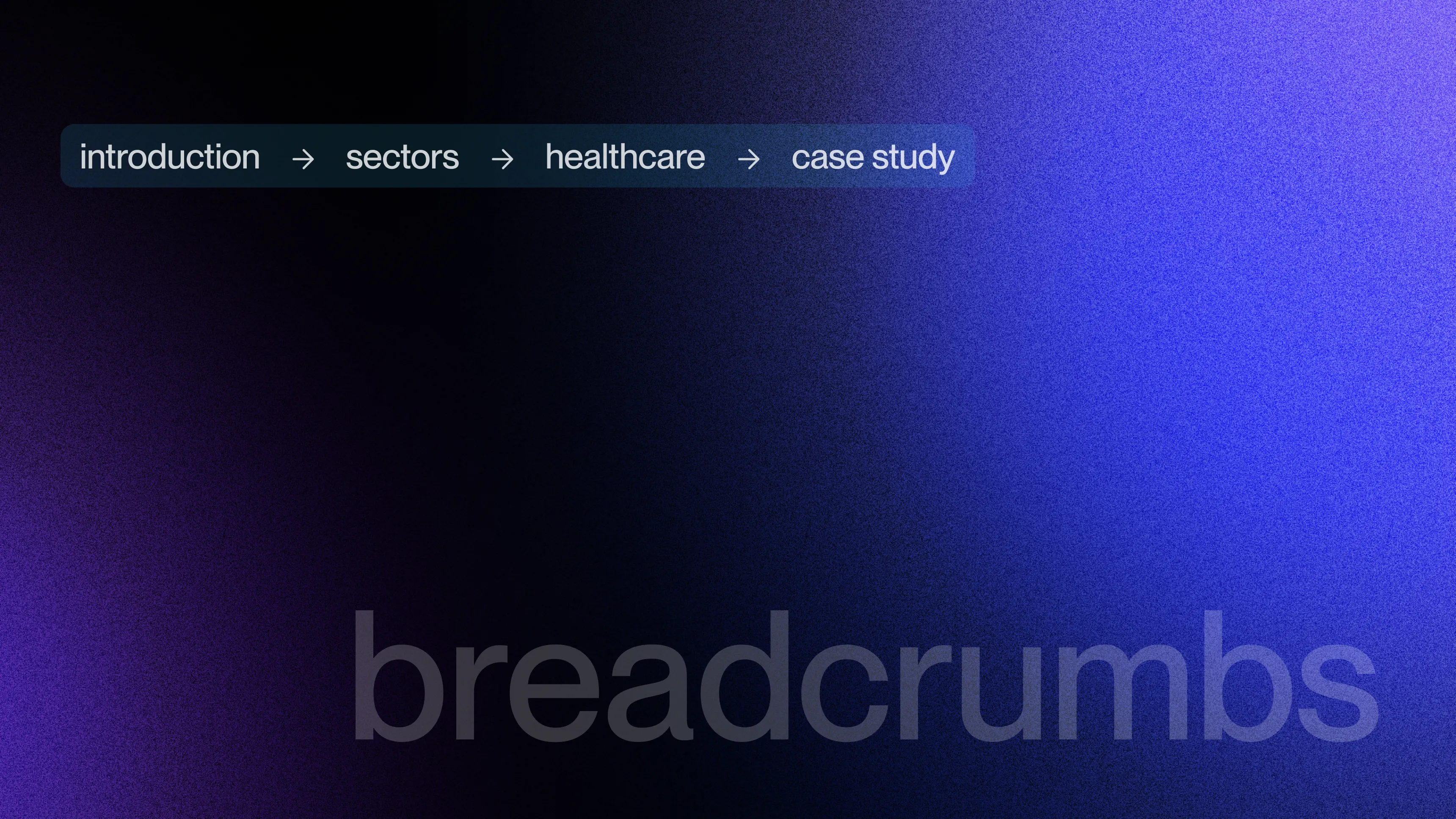 PowerPoint slide showing a breadcrumb navigation trail on a blue-purple gradient background