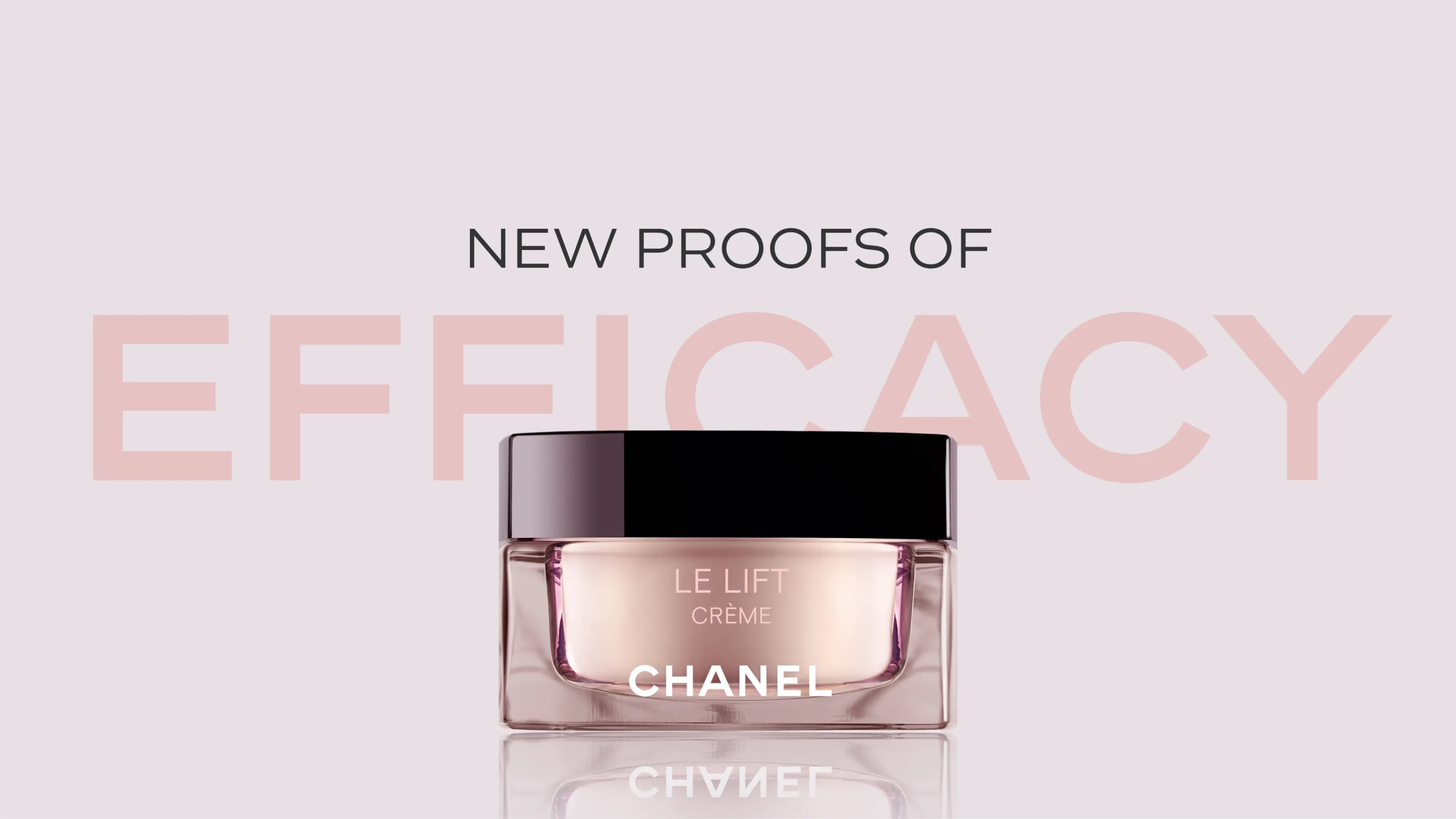 Slide de présentation "New Proofs of Efficacy" pour la crème Le Lift Chanel réalisée par Slidor