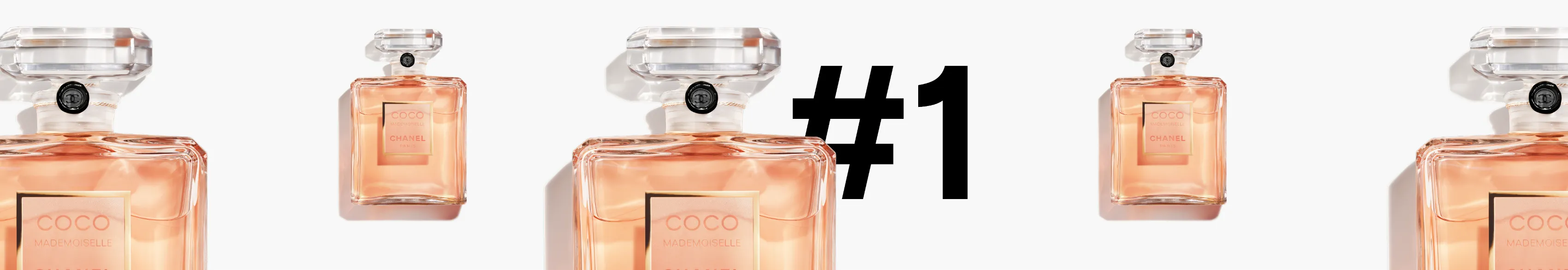 Flacons Coco Mademoiselle Chanel répétés avec mention #1, slide de la production Chanel