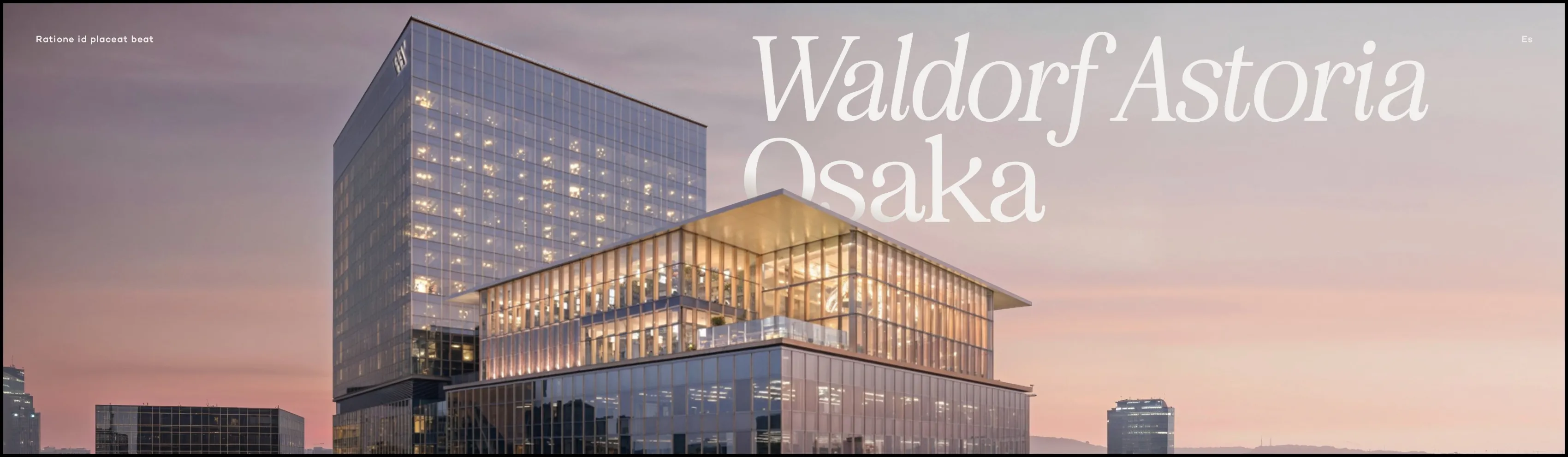 Cover slide of the Hilton production featuring Waldorf Astoria Osaka at dusk