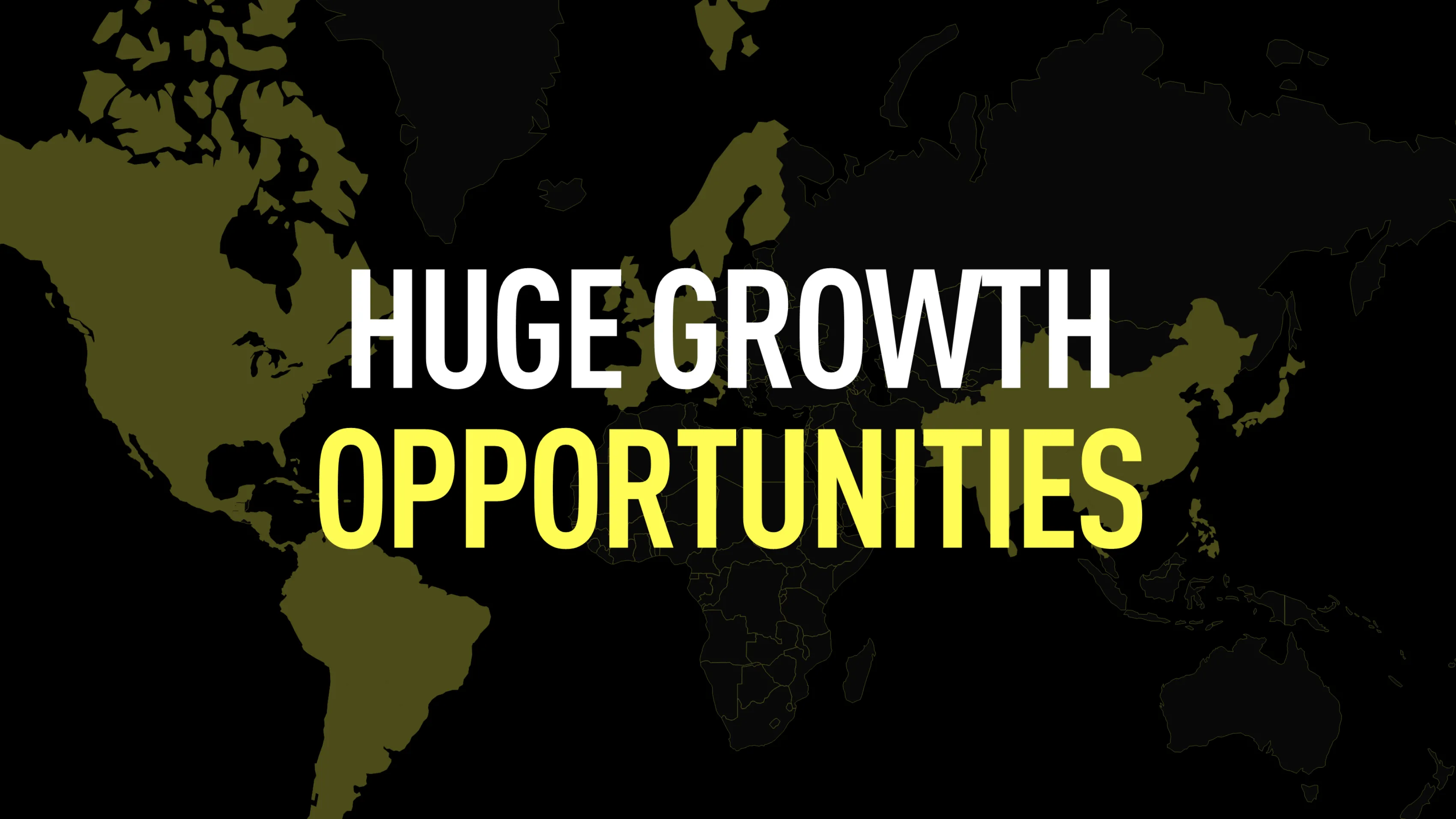 Slide from the Puma production: “Huge Growth Opportunities” headline over a world map