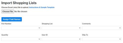 The "Import Shopping Lists" functionality of the Imperial Pools eCommerce website.