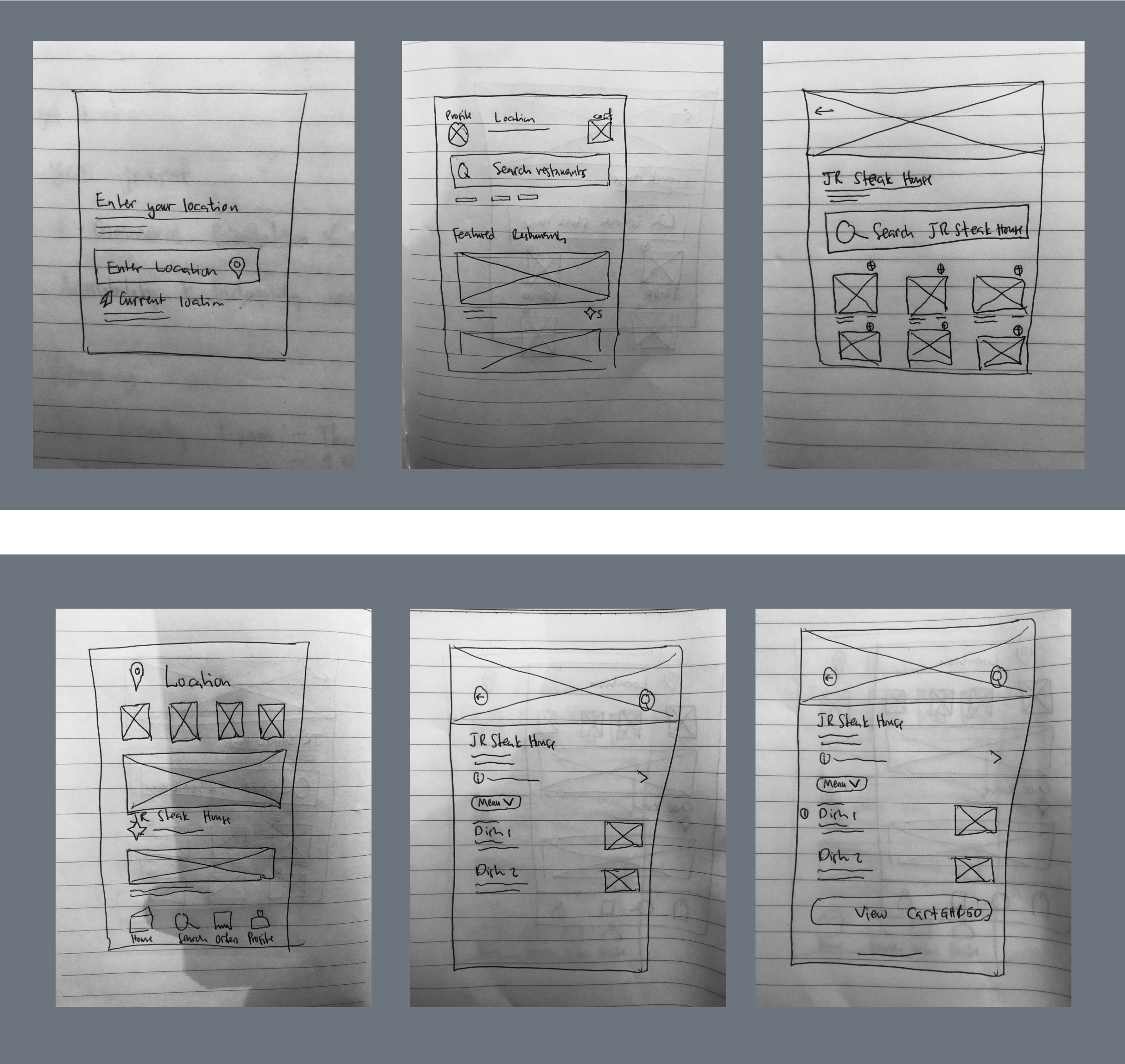 sketches of low fidelity wireframes