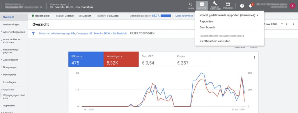 Google ads rapporten