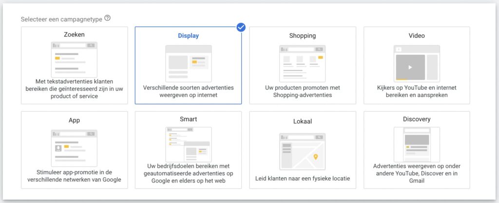 Opzet google display campagne