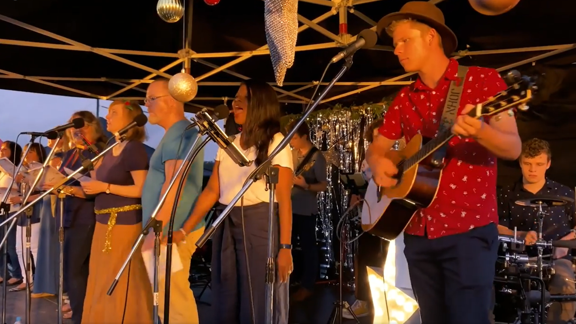 Band singing Christmas Carols