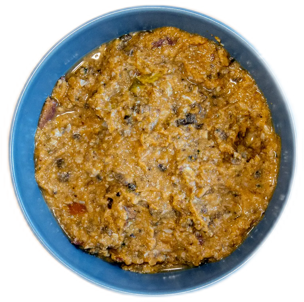 Hipoalergena hrana za pse bez mesa, za pse osjetljive na protein iz mesa. Super-Klopa iz Pas Kitchena u zdjelici.