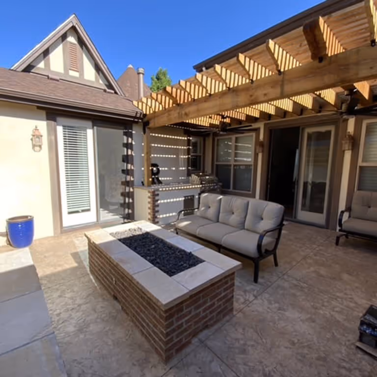 Pergola over Patio with Fire pit