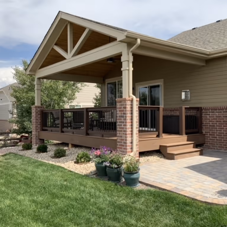 Covered Deck with decorative Wood design