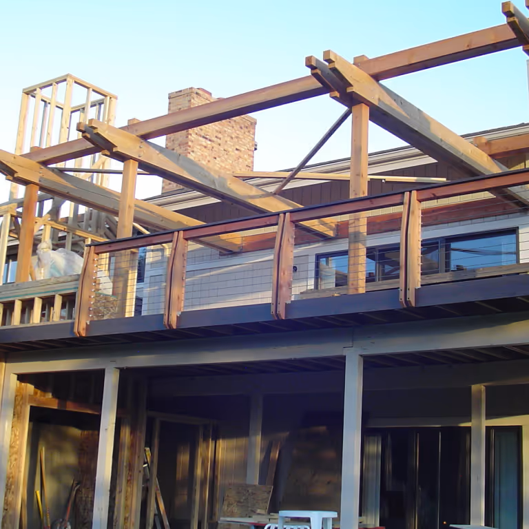 Construction of Heavy Timber Pergola over a deck