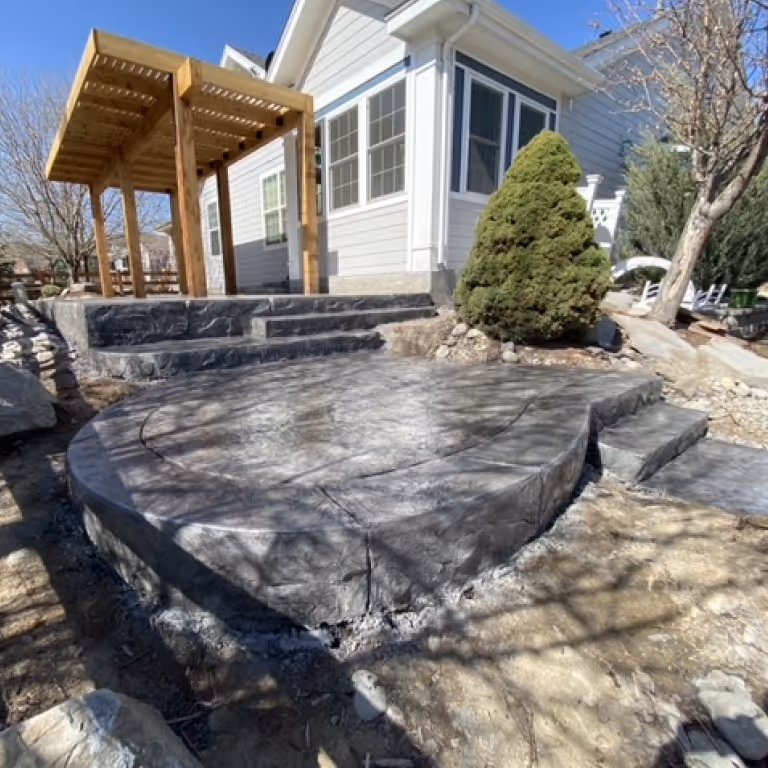 Decorative Stamped Concrete Patio with Levels