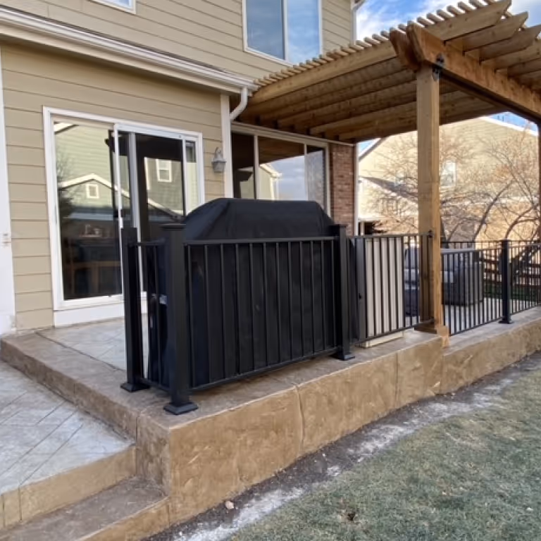 Standard Stacked Pergola over a multi level Concrete Patio