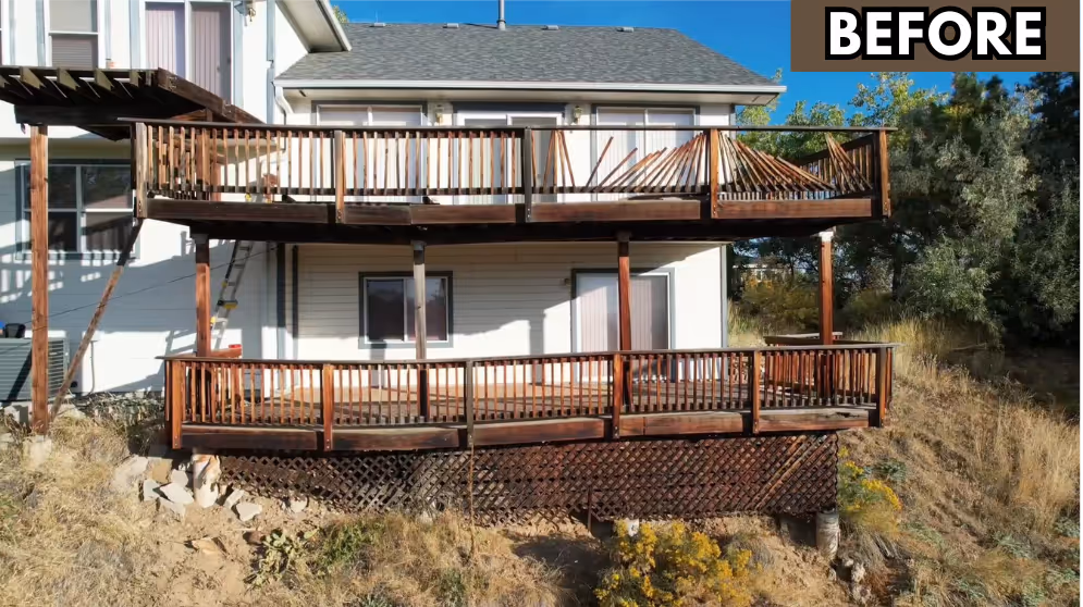 Before Image of a home with an old broken deck Deck