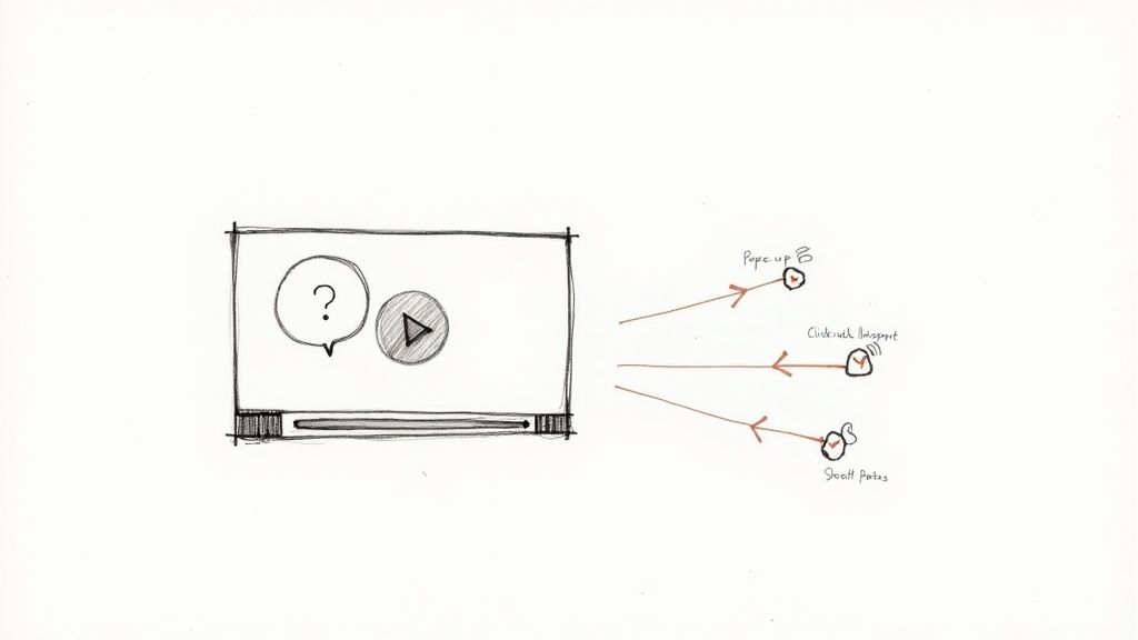 An employee interacting with a training module on a tablet, showing clickable hotspots and quiz questions.