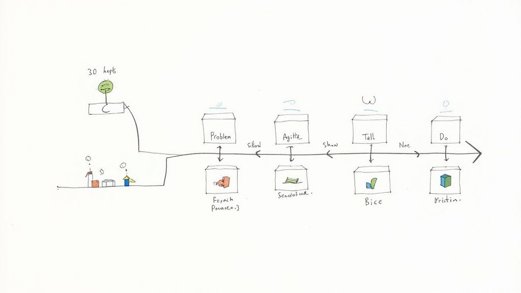 A group of colleagues collaborating on a script, with sticky notes on a glass wall.