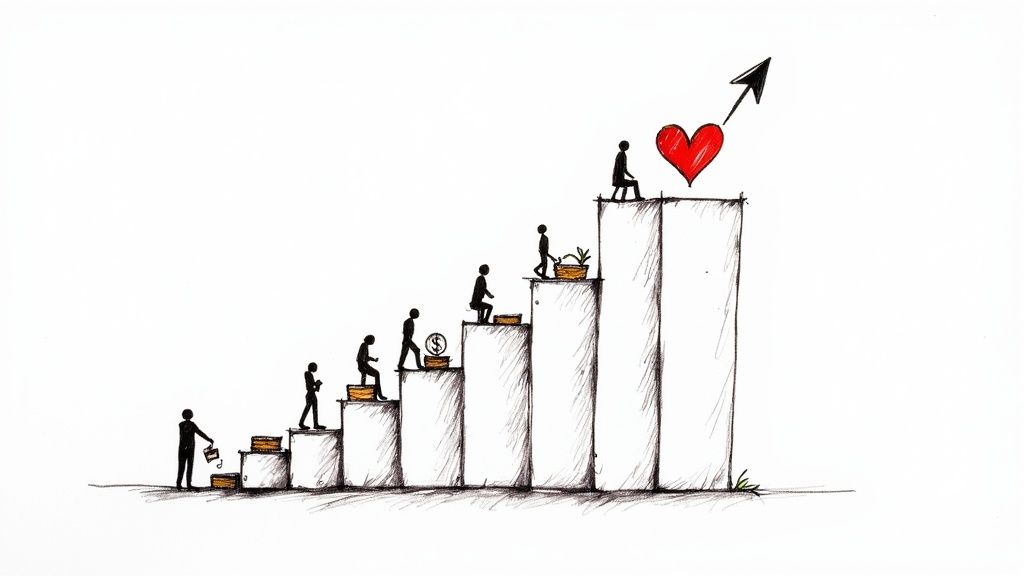 A group of professionals analyzing charts and graphs showing positive growth trends.