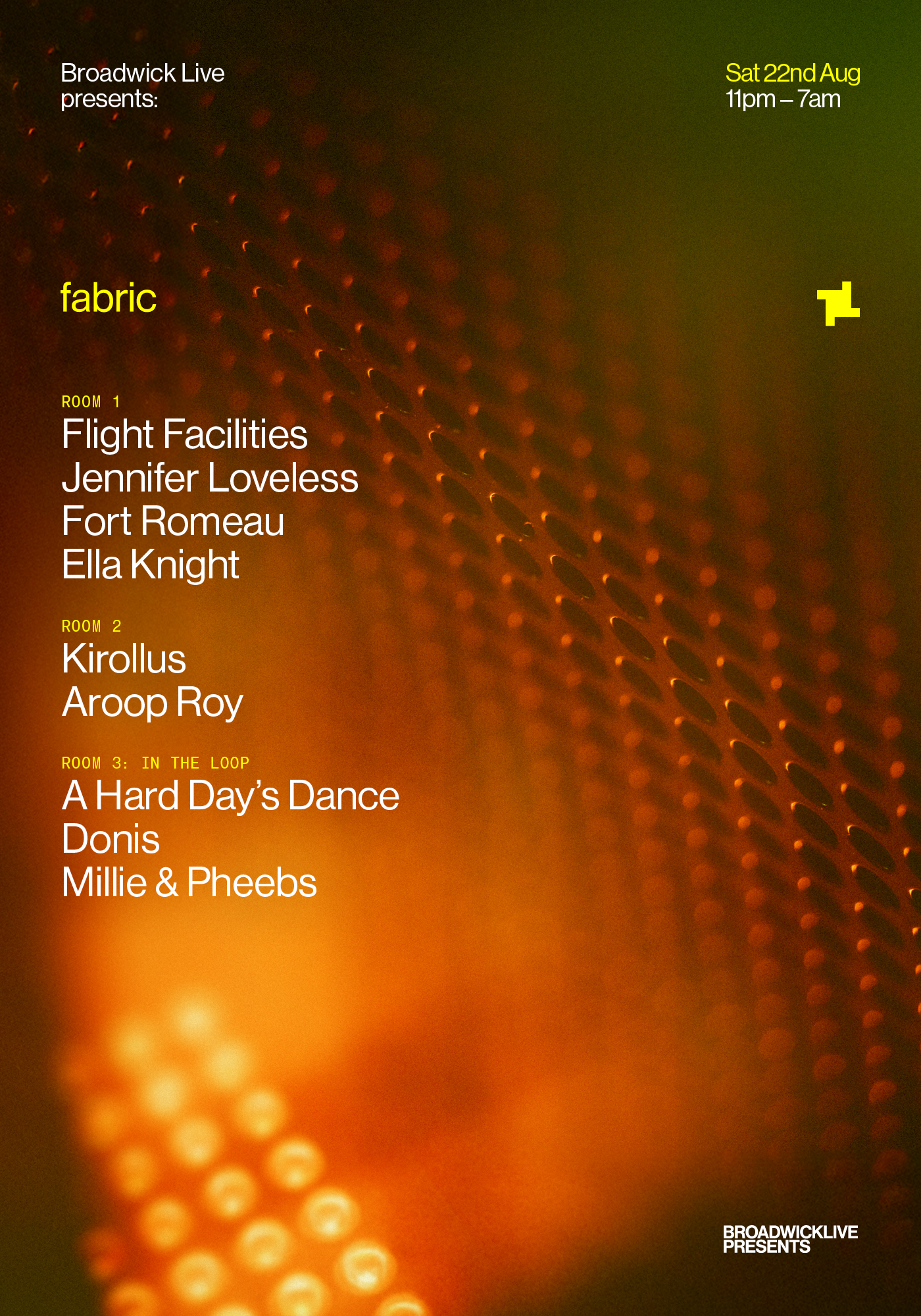 Broadwick Live presents: Flight Facilities, Kirollus, Jennifer Loveless, Fort Romeau + more | Fabric London