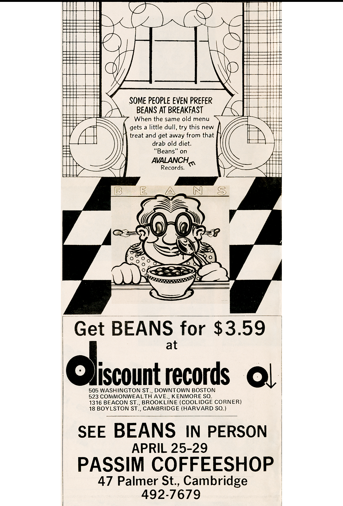 the original Beans - Paul Levine, aka Polar Levine, Polarity/1; Courtney Colletti, Skip Roberts, Luis Molina. Press, Passim, Avalanche Records, United Artists, 1972